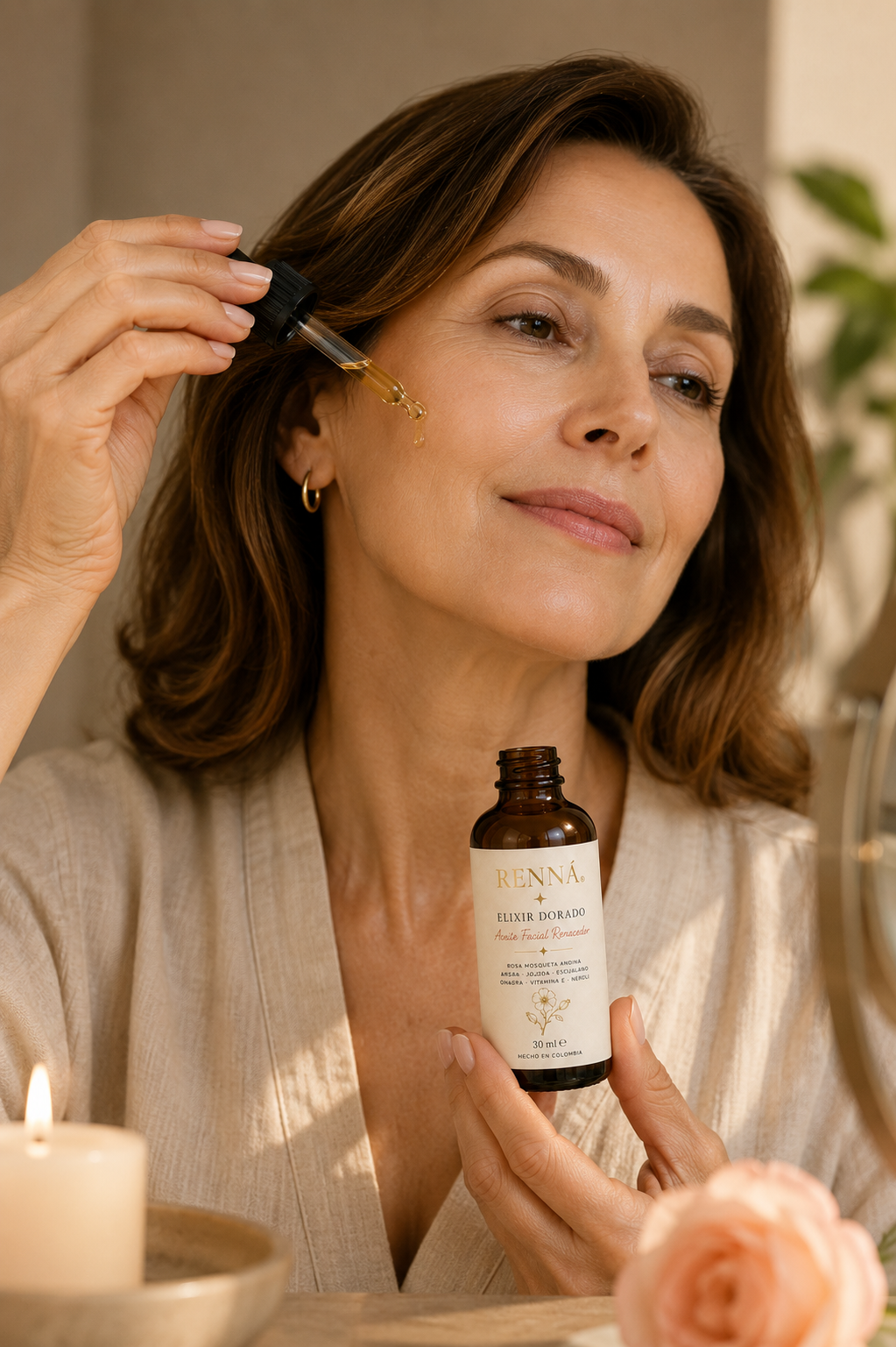 Aplicación ritual nocturno aceite facial RENNÁ