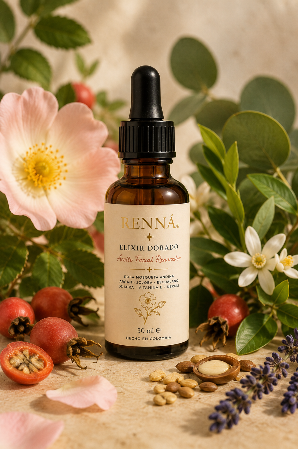 Rosa mosqueta colombiana ingredientes botánicos RENNÁ